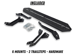 *"Club Car Onward XL Trailsteps® – 52" full-length running boards for lifted 6-passenger & 4-forward models. Heavy-duty bolt-on steps with 8" height reduction, textured grip, and 400 lb capacity. Made in USA."*