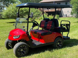 The 2025 MadJax E Series Golf Cart boasts a sleek, modern design with LED lighting, a 7" LCD display, and stylish GTW wheels. The spacious interior includes dual USB ports, comfortable seating, and smart storage. Powered by a zero-maintenance Eco Lithium battery, this cart delivers extended range and unbeatable value. The 2025 MadJax E Series Golf Cart boasts a sleek, modern design with LED lighting, a 7" LCD display, and stylish GTW wheels. The spacious interior includes dual USB ports, comfortable seating, and smart storage. Powered by a zero-maintenance Eco Lithium battery, this cart delivers extended range and unbeatable value.