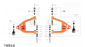 Lower Right A-Arm Assembly for Kayo Bull 110/125 & Kayo Predator 110/125 ( 2 colors options)