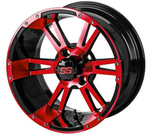 Revenge 12x7 Raptor Black & Red Golf Cart Wheel 3:4 Offset