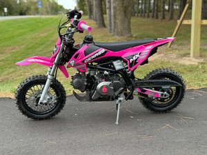 “2026 Denago MX 110cc pit bike Pink youth dirt bike – beginner motocross bike”