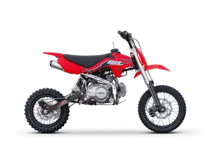 “2025 SSR SR125ME red 125cc youth manual dirt bike electric kick start inverted forks”