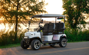 TEKO EV Trophy 4 passenger forward facing lithium electric golf cart with LED lighting, 10.1 inch touchscreen display and premium sound system at East Central Sports Rush City Minnesota