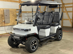 TEKO EV Trophy 4 passenger forward facing lithium electric golf cart with LED lighting, 10.1 inch touchscreen display and premium sound system at East Central Sports Rush City Minnesota
