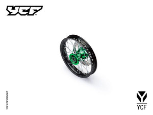YCF 14" Front Aluminum Wheel with Brake Rotor & Sprocket for Select YCF Bikes (2024-2025) - Green