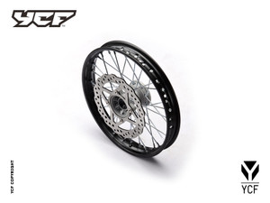 (01) COMPLETE STEEL FRONT WHEEL 1.4x14" W/DISC - CAST HUB (01) COMPLETE STEEL FRONT WHEEL 1.4x14" W/DISC - CAST HUB