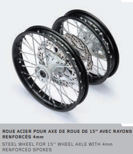 (01) 12" REAR WHEEL FOR 15 WHEEL AXLE W/4mm REINFORCED SPOKES (01) 12" REAR WHEEL FOR 15 WHEEL AXLE W/4mm REINFORCED SPOKES