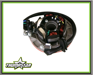 The image features the 3590 Stator Kick Start, a high-quality electrical stator designed for YX engines and Thumpstar pit bikes. The stator is displayed against a clean background, highlighting its durable construction and precise engineering. The product is compatible with Thumpstar models TSX125 and TSX140, making it a versatile choice for riders seeking reliable power generation and improved engine performance. This image is ideal for customers looking for a dependable stator to enhance their bike’s electrical system. The image features the 3590 Stator Kick Start, a high-quality electrical stator designed for YX engines and Thumpstar pit bikes. The stator is displayed against a clean background, highlighting its durable construction and precise engineering. The product is compatible with Thumpstar models TSX125 and TSX140, making it a versatile choice for riders seeking reliable power generation and improved engine performance. This image is ideal for customers looking for a dependable stator to enhance their bike’s electrical system.
