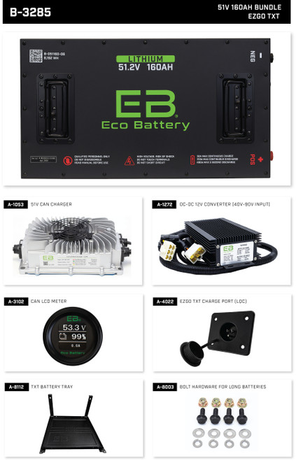 Eco Lithium Battery Complete Bundle for EZGO TXT 51.2V 160Ah