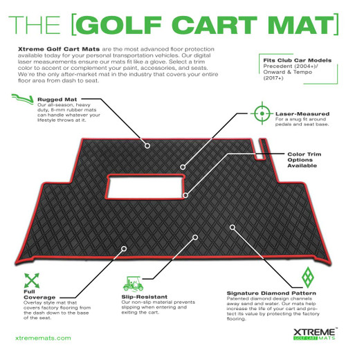 Club Car Floor Mat - Fits Precedent (2004-2023) / Onward & Tempo (2017-2024) / Villager & V4L (2019-2023)