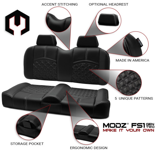 MODZ FS1 TOP STITCH FRONT SEAT FOR ICON/AEV - BLACK BASE