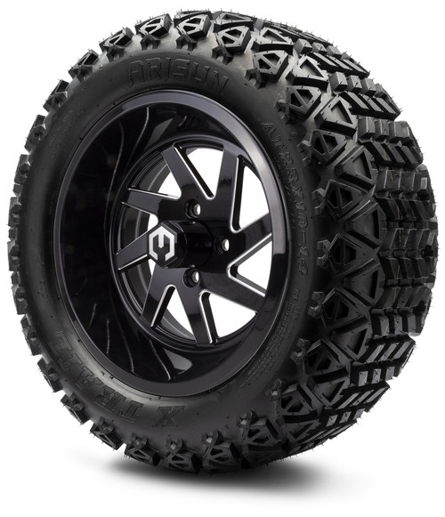 MODZ 14" Fury Glossy Black with Ball Mill Wheels & Off-Road Tires Combo