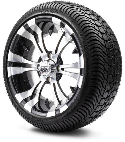 MODZ 14" Vampire Machined Black Wheels & Street Tires Combo