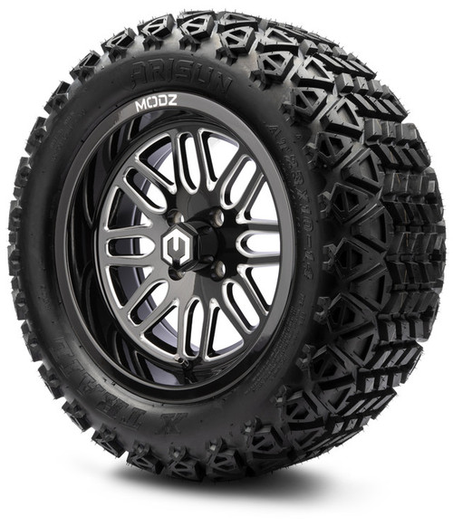 MODZ 14" Mayhem Glossy Black with Ball Mill Wheels & Off-Road Tires Combo