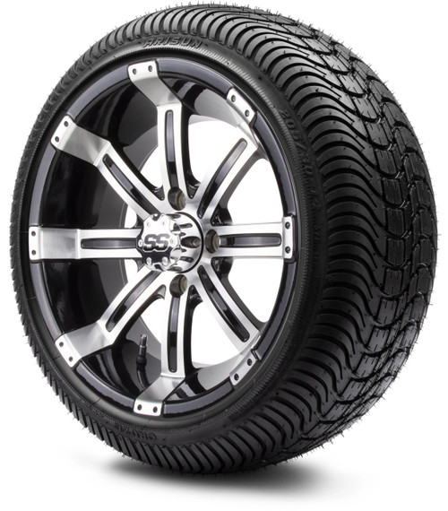 MODZ 14" Tempest Machined Black Wheels & Street Tires Combo