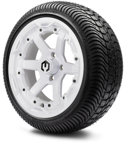 MODZ 14" GLADIATOR GLOSSY WHITE WITH COLOR ACCENTS - LOWPRO TIRES & WHEELS COMBO
