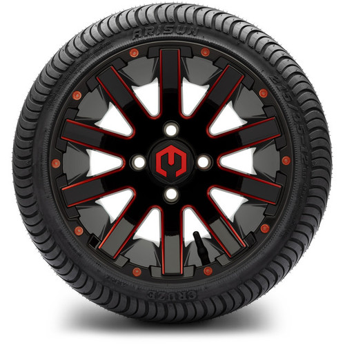 MODZ 12" Mauler Glossy Black and Red with Ball Mill Wheels & Street Tires Combo