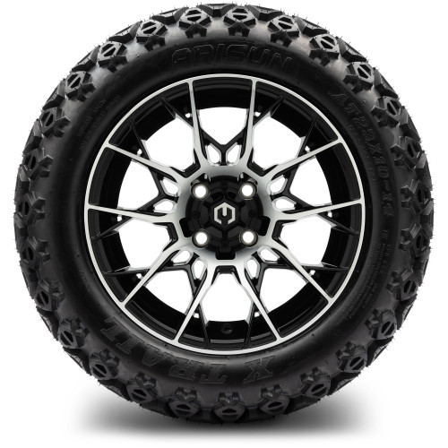 MODZ 14" Chaos Machined Black Wheels & Off-Road Tires Combo