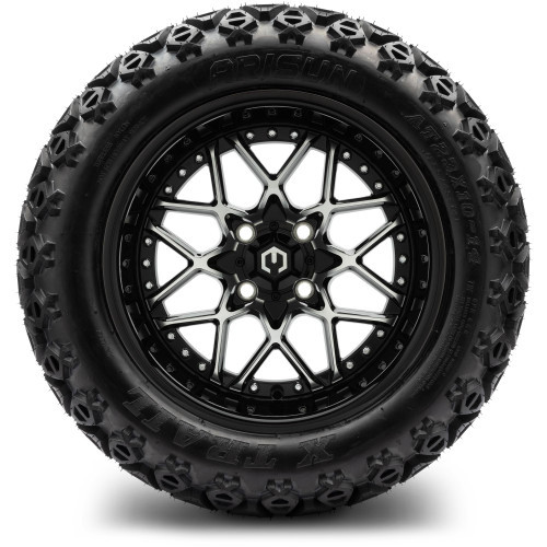 MODZ 14" Formula Machined Black Wheels & Off-Road Tires Combo