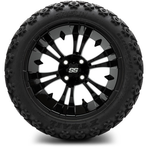 MODZ 15" Vampire Glossy Black Wheels & Off Road Tires Combo