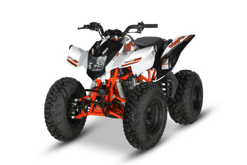 The image showcases the Kayo Storm 150 EFI ATV, a rugged and stylish all-terrain vehicle designed for off-road adventures. The ATV features a sleek black and red color scheme, with aggressive front tires, a double A-arm suspension system, and a sturdy frame. The image highlights the ATV's compact design, hydraulic disc brakes, and comfortable seat, making it an ideal choice for riders seeking performance and reliability on challenging terrains. The image showcases the Kayo Storm 150 EFI ATV, a rugged and stylish all-terrain vehicle designed for off-road adventures. The ATV features a sleek black and red color scheme, with aggressive front tires, a double A-arm suspension system, and a sturdy frame. The image highlights the ATV's compact design, hydraulic disc brakes, and comfortable seat, making it an ideal choice for riders seeking performance and reliability on challenging terrains.