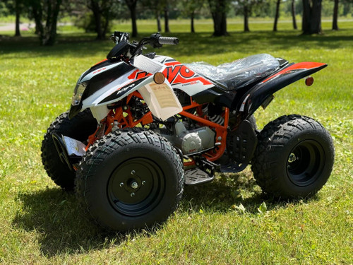 Kayo Storm 150 EFI ATV, a rugged and stylish all-terrain vehicle designed for off-road adventures. The ATV features a sleek black and red color scheme, with aggressive front tires, a double A-arm suspension system, and a sturdy frame. The image highlights the ATV's compact design, hydraulic disc brakes, and comfortable seat, making it an ideal choice for riders seeking performance and reliability on challenging terrains. Kayo Storm 150 EFI ATV, a rugged and stylish all-terrain vehicle designed for off-road adventures. The ATV features a sleek black and red color scheme, with aggressive front tires, a double A-arm suspension system, and a sturdy frame. The image highlights the ATV's compact design, hydraulic disc brakes, and comfortable seat, making it an ideal choice for riders seeking performance and reliability on challenging terrains.
