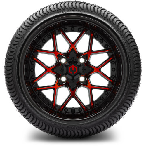 MODZ 14" Formula Red and Black Wheels & Street Tires Combo