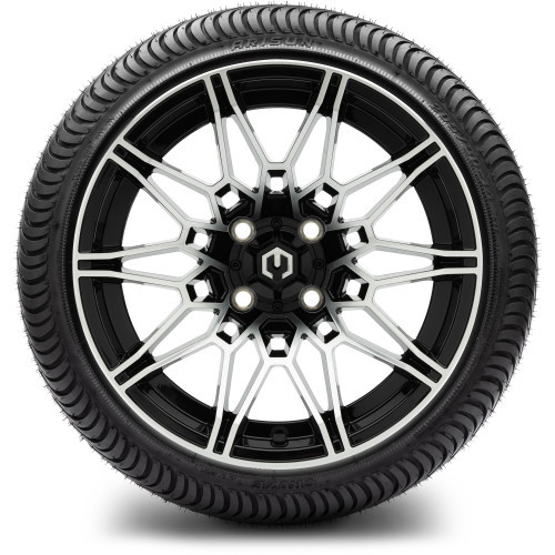 MODZ 14" Galaxy Machined Black Wheels & Street Tires Combo