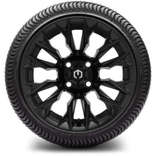 MODZ 14" Falcon Matte Black Wheels & Street Tires Combo