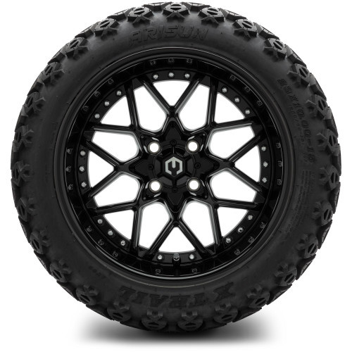 MODZ 15" Formula Glossy Black Wheels & Off-Road Tires Combo