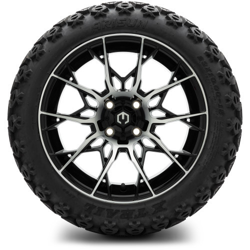 MODZ 15" Chaos Machined Black Wheels & Off-Road Tires Combo