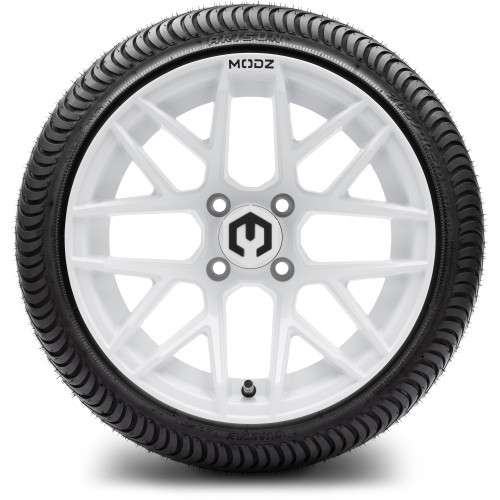 MODZ 14" Matrix Glossy White Wheels & Street Tires Combo