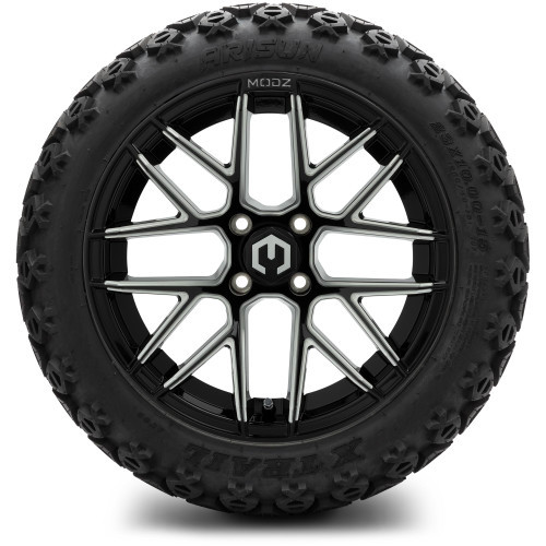 MODZ 15" Matrix Glossy Black with Ball Mill Wheels & Off-Road Tires Combo