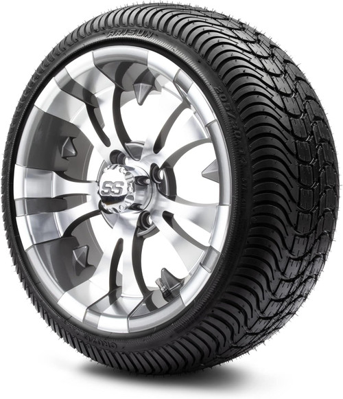 MODZ® Vampire Gunmetal 14" Golf Cart Wheels and Arisun Cruze (205/30-14) Low Profile DOT Golf Cart Tires Combo - Set of 4