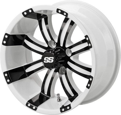14" Casino White/Black on 205/30-14 LSI Elite Tires (Set of 4), Fits Club Car & EZGo Carts, Golf Cart Tires and Wheels Combo