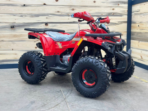“2026 Denago Mudhawk 10 red youth ATV – fully assembled or crate option”
