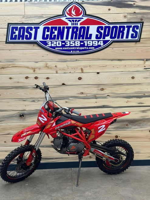“2026 Denago MX2 125cc dirt bike red teen adult off-road bike manual 4-speed”