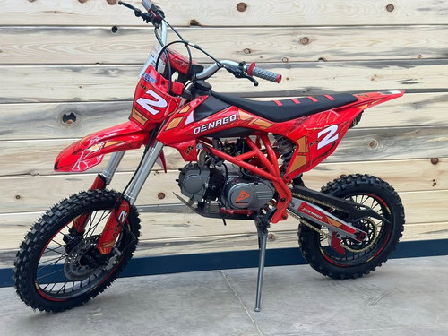 “2026 Denago MX2 125cc dirt bike red teen adult off-road bike manual 4-speed”