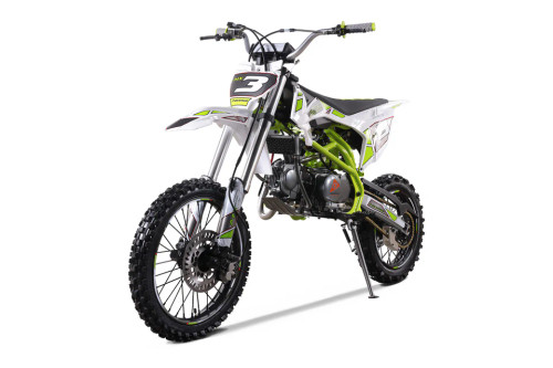 "The Denago MX3 Lime Edition pit bike features a 140cc engine with 4-speed transmission, hydraulic disc brakes, and adjustable suspension. Shown with vibrant lime green accents on CNC components, black powder-coated wheels, and aggressive knobby tires, this performance bike offers inverted forks, folding levers, and stainless exhaust. Perfect for serious trail riding with 14.5" ground clearance." "The Denago MX3 Lime Edition pit bike features a 140cc engine with 4-speed transmission, hydraulic disc brakes, and adjustable suspension. Shown with vibrant lime green accents on CNC components, black powder-coated wheels, and aggressive knobby tires, this performance bike offers inverted forks, folding levers, and stainless exhaust. Perfect for serious trail riding with 14.5" ground clearance."
