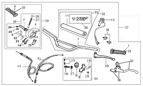 (29) COMPLETE THROTTLE ASSEMBLY