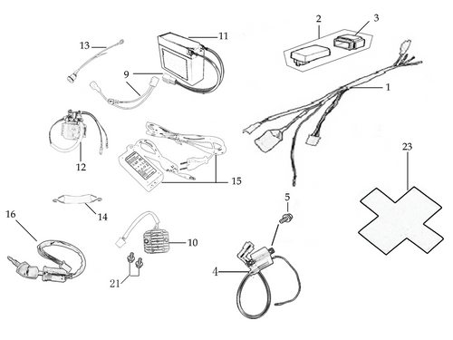 (16) WATERPROOF IGNITION/KEY SWITCH (YCF50)