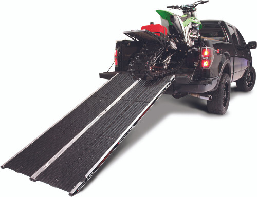 Bi-Fold style universal loading ramp
Features Caliber's LowPro Grip Glides allowing ski to glide and track to grip while loading/ unloading
Includes carrying handle and Caliber's Retrax Retractable Strap
Designed to be wide enough to walk beside snow bike while loading/ unloading
94" long x 40" wide, weighs less than 55 lbs, 1500lb capacity
