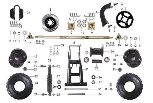 (18) Tao D125 Rear Axle