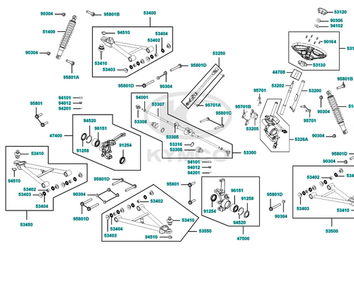 2022 KYMCO UXV 700i (Cushion Assembly Front Right/Wheel Assembly Steering)