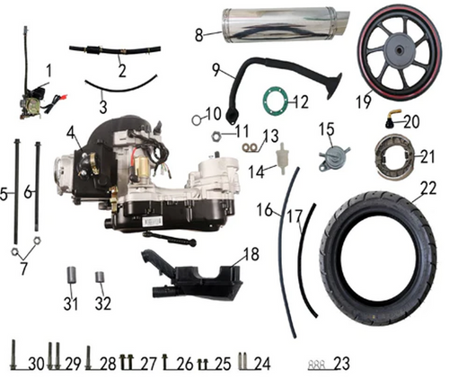 (08) - 111336 - Exhaust Rear End Muffler for New Racer 50