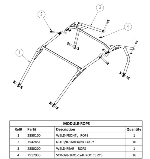 (03) Hammerhead LE 150 Roll Cage / ROPS, Weld Rear