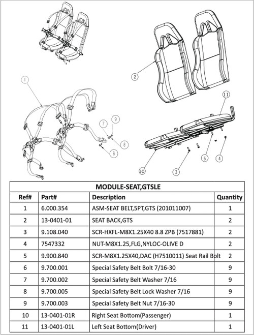 (01)-Hammerhead Seat Belt Assembly 5-Point - 6.000.354