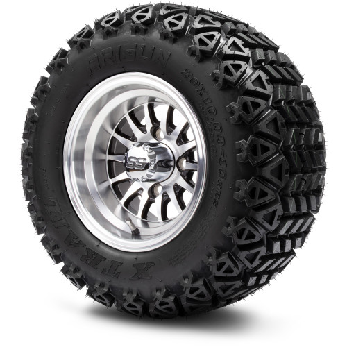 MODZ 10" Medusa Machined Black Wheels & Off-Road Tires Combo