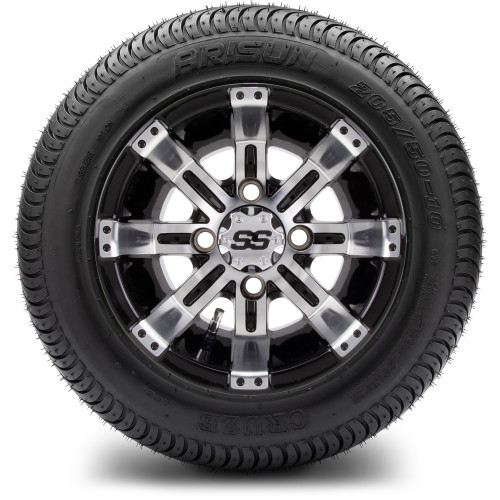 MODZ 10" Tempest Machined Black Wheels & Street Tires Combo
