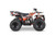 The image showcases the Kayo Bull 110 ATV, a compact and rugged all-terrain vehicle designed for young riders. The ATV features a sleek design with a durable frame, large off-road tires, and a comfortable seat. The front and rear hydraulic disc brakes are visible, emphasizing the vehicle's safety features. The double A-arm front suspension and adjustable rear shock absorber highlight the ATV's ability to handle rough terrain. The electric starter and reverse gear make it user-friendly for young adventurers. The image captures the Bull 110 in action, ready to tackle trails and provide hours of off-road fun.